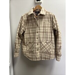 Wool Blend Shacket Womens S Oversized Lined Quilted Wool‎ Jacket Plaid EUC